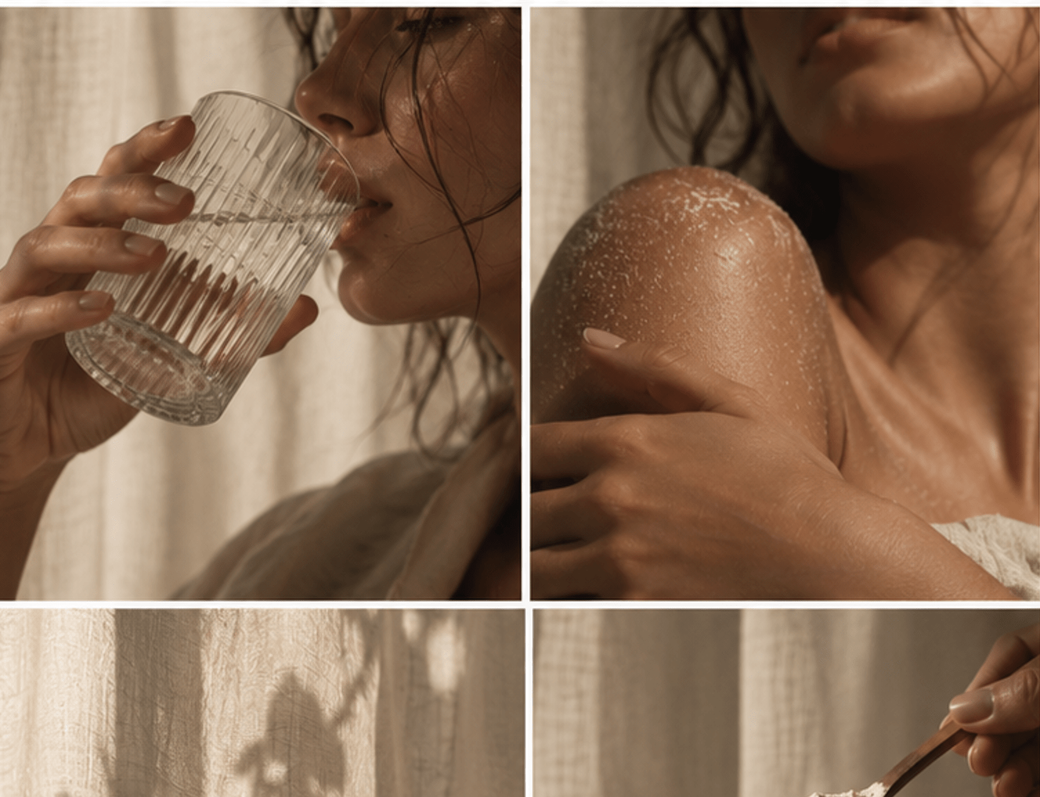 Close-up of mature skin showing fine lines and crepey texture, highlighting changes in skin elasticity and collagen associated with ageing.