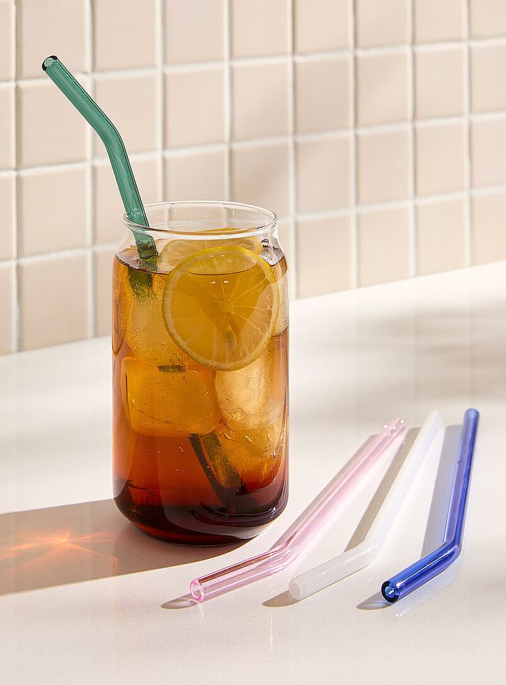 NEE-V Artisan Glass Straws – Set of 4.