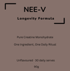 NEE-V Longevity Formula 90g, Australian-made 100% pure unflavoured creatine monohydrate powder for strength, vitality and daily wellness.